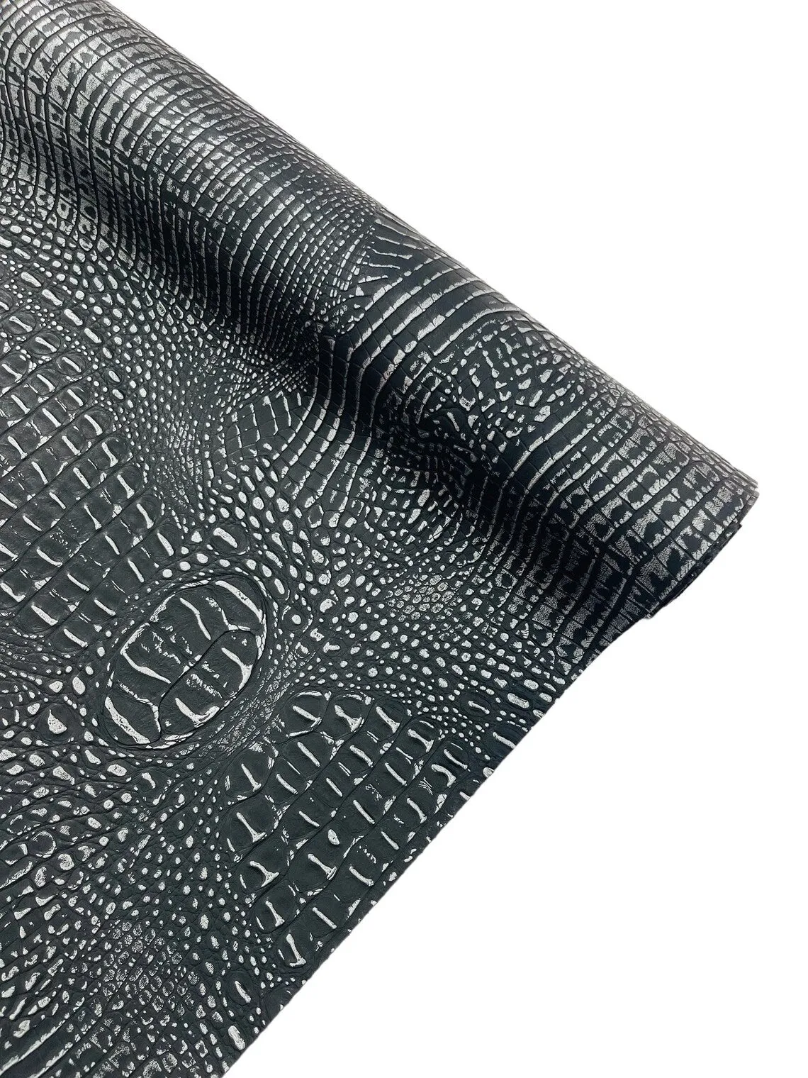 Faux Alligator Print on Vinyl Fabric - High Quality Faux Animal Print Skin Vinyl Sold by Yard