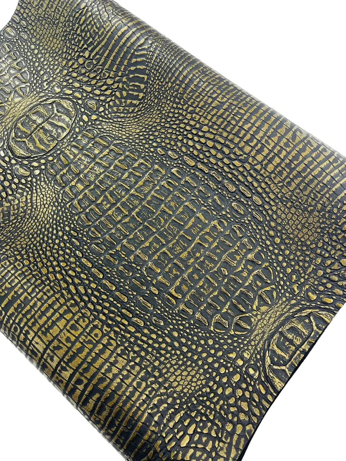 Faux Alligator Print on Vinyl Fabric - High Quality Faux Animal Print Skin Vinyl Sold by Yard