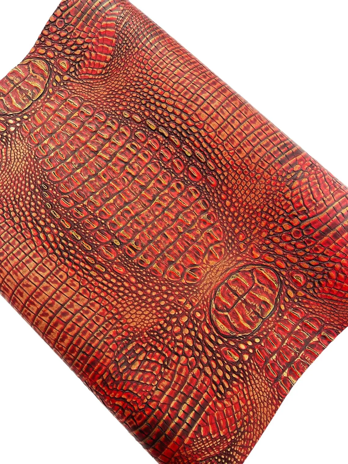 Faux Alligator Print on Vinyl Fabric - High Quality Faux Animal Print Skin Vinyl Sold by Yard