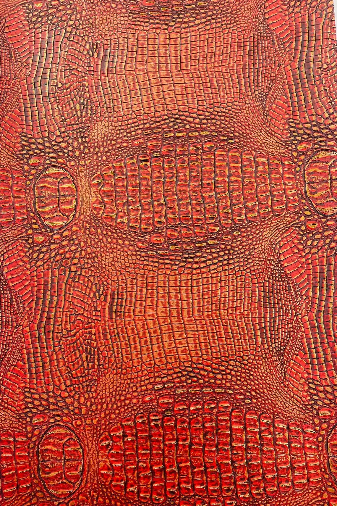 Faux Alligator Print on Vinyl Fabric - High Quality Faux Animal Print Skin Vinyl Sold by Yard
