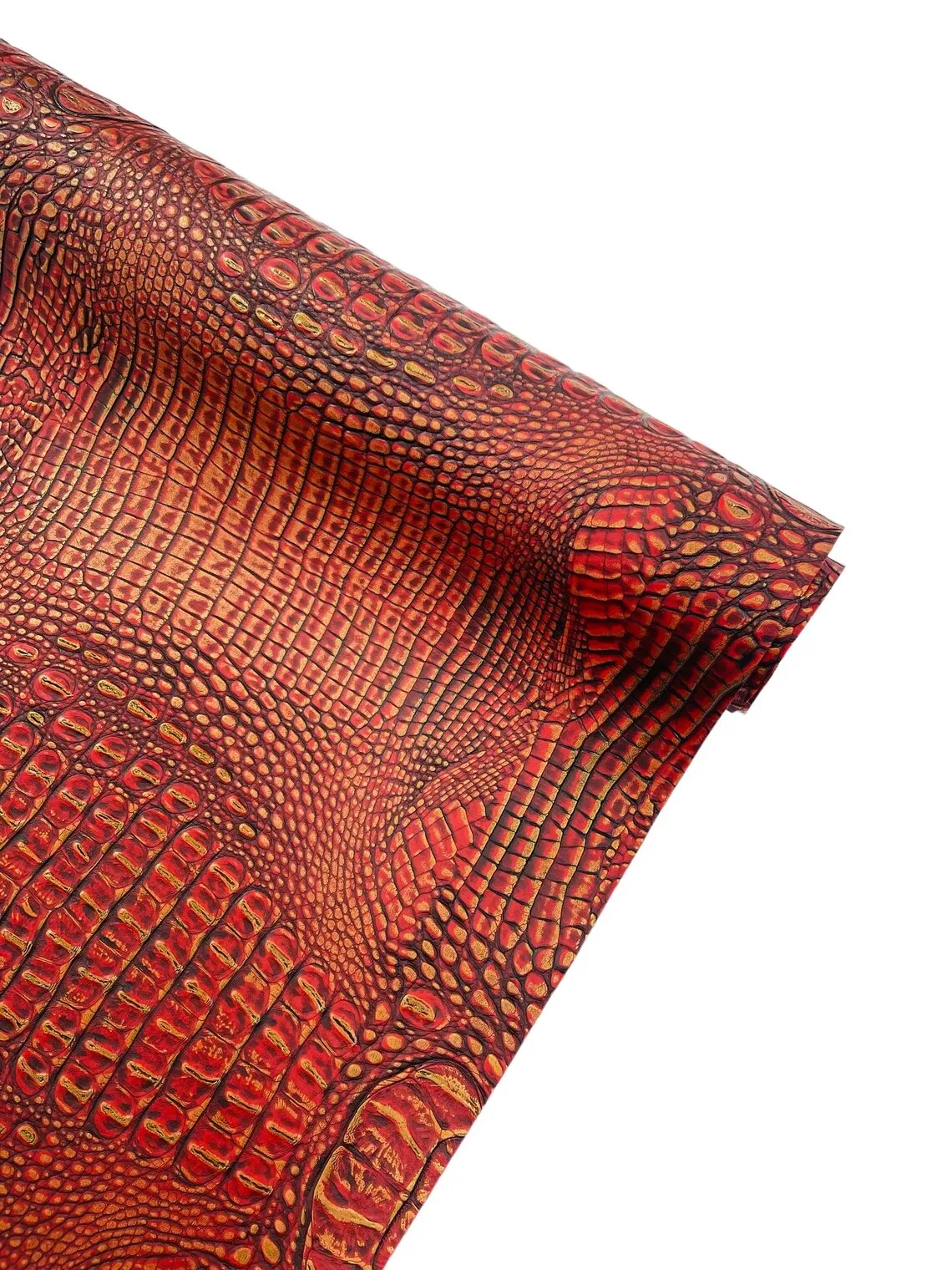Faux Alligator Print on Vinyl Fabric - High Quality Faux Animal Print Skin Vinyl Sold by Yard