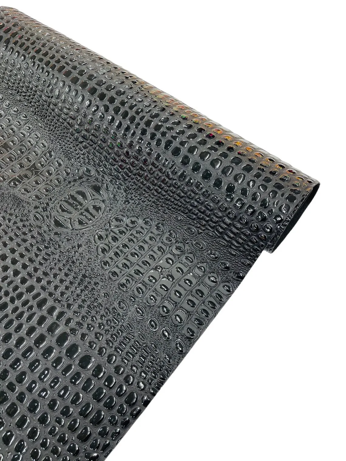 Faux Shiny Gator Print on Vinyl Fabric - High Quality Faux Animal Print Skin Vinyl Sold by Yard