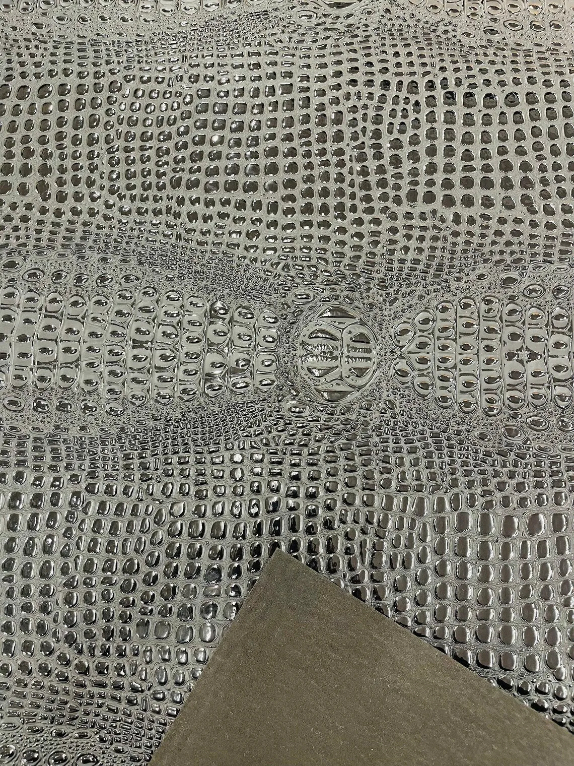 Faux Shiny Gator Print on Vinyl Fabric - High Quality Faux Animal Print Skin Vinyl Sold by Yard