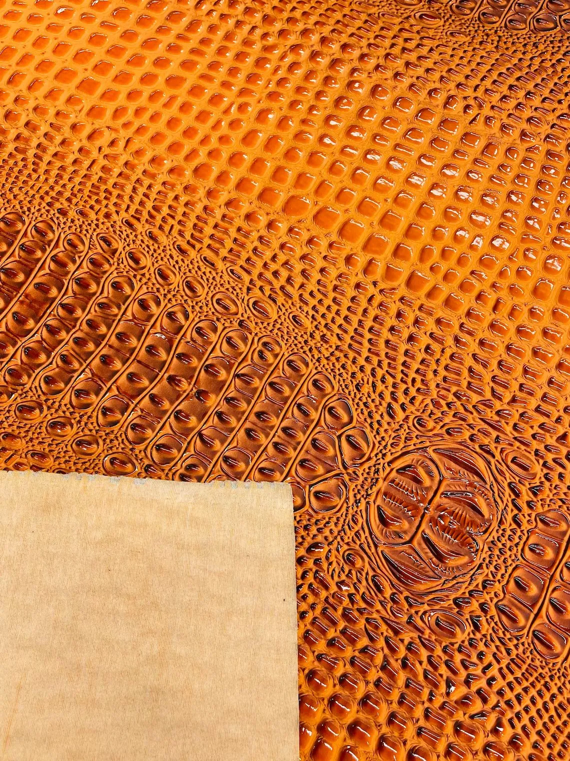 Faux Shiny Gator Print on Vinyl Fabric - High Quality Faux Animal Print Skin Vinyl Sold by Yard