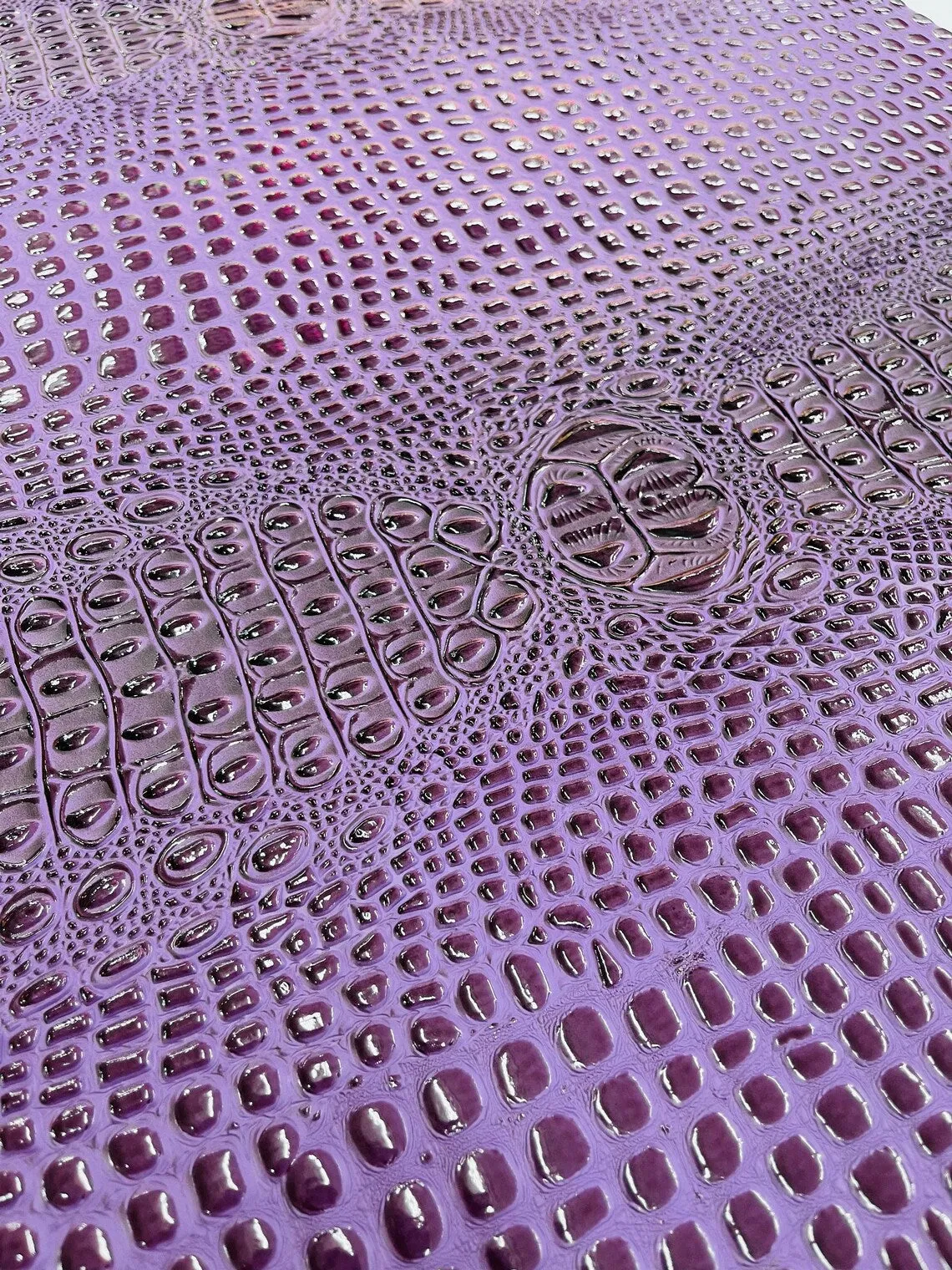 Faux Shiny Gator Print on Vinyl Fabric - High Quality Faux Animal Print Skin Vinyl Sold by Yard