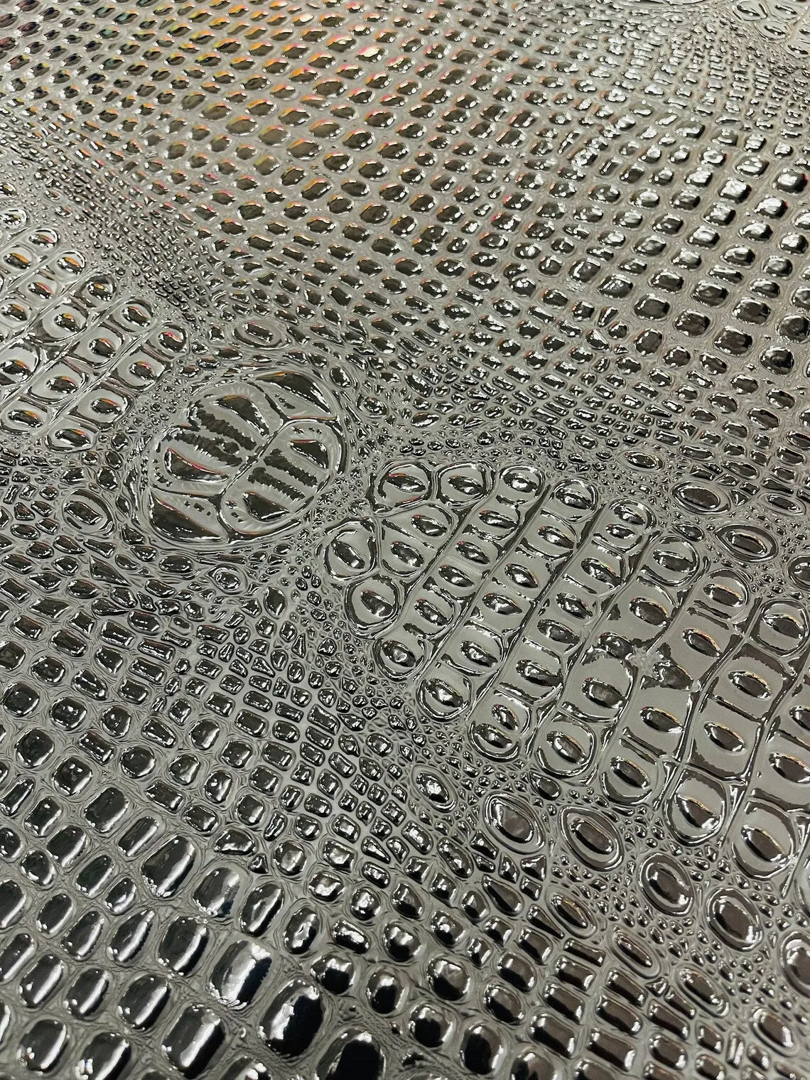 Faux Shiny Gator Print on Vinyl Fabric - High Quality Faux Animal Print Skin Vinyl Sold by Yard