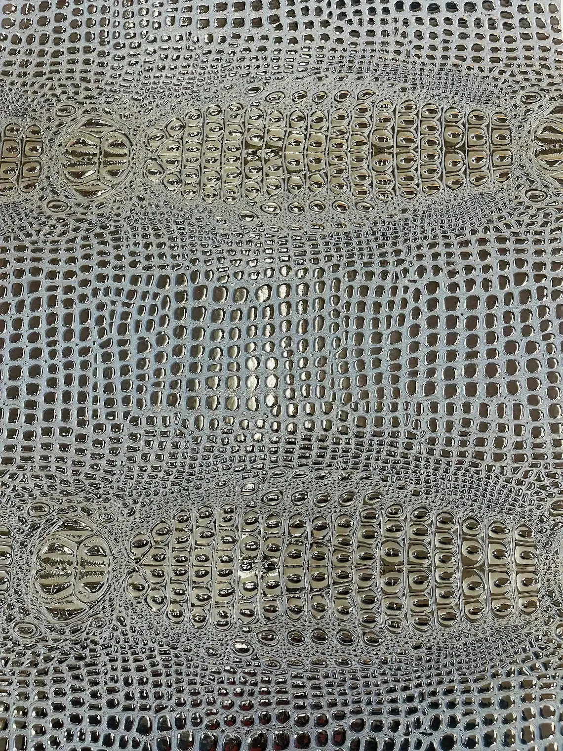 Faux Shiny Gator Print on Vinyl Fabric - High Quality Faux Animal Print Skin Vinyl Sold by Yard