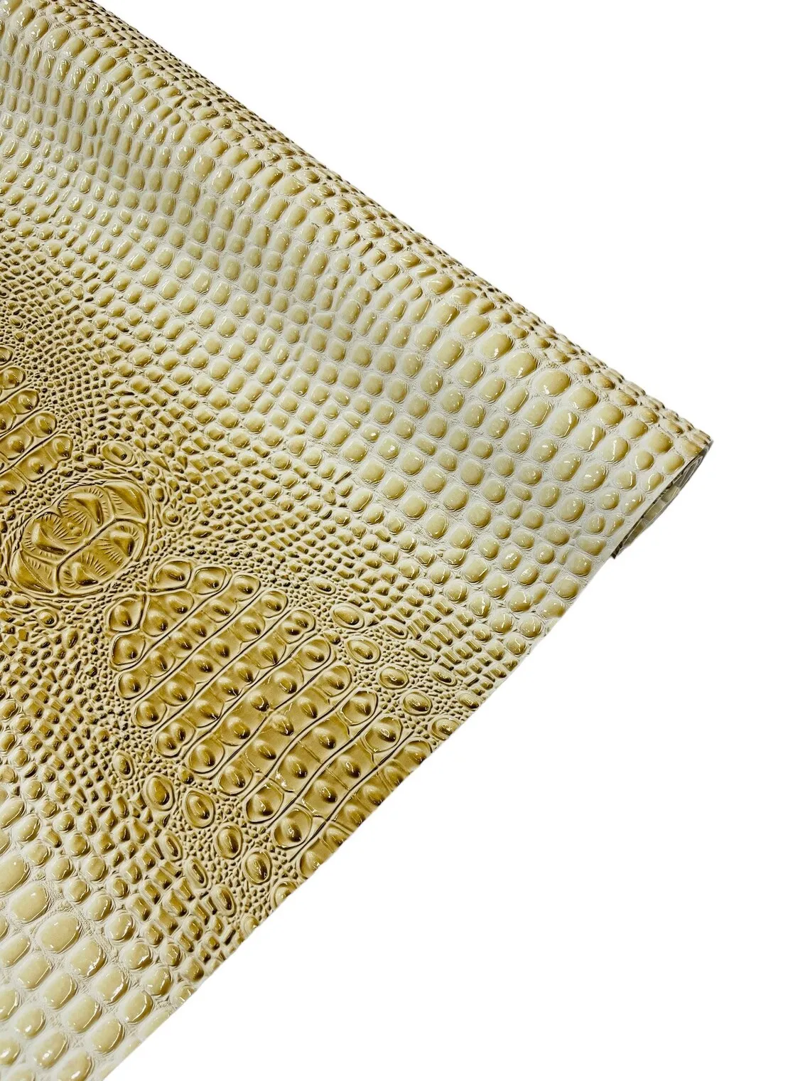 Faux Shiny Gator Print on Vinyl Fabric - High Quality Faux Animal Print Skin Vinyl Sold by Yard