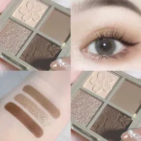 Flytonn 4 Color Eye Shadow Easy To Color Matte Pearlescent Earthy Eye Shadow Palette Professional Eyeshadow Pallete Cosmetic