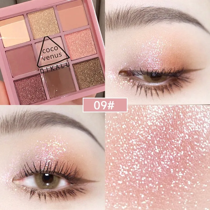 Flytonn 9 Color Make Up Palette Matte Shimmer Glitter Eye Shadow Beauty Cosmetics Tools Eyeshadow Palette Matte Earth Eye Shadow