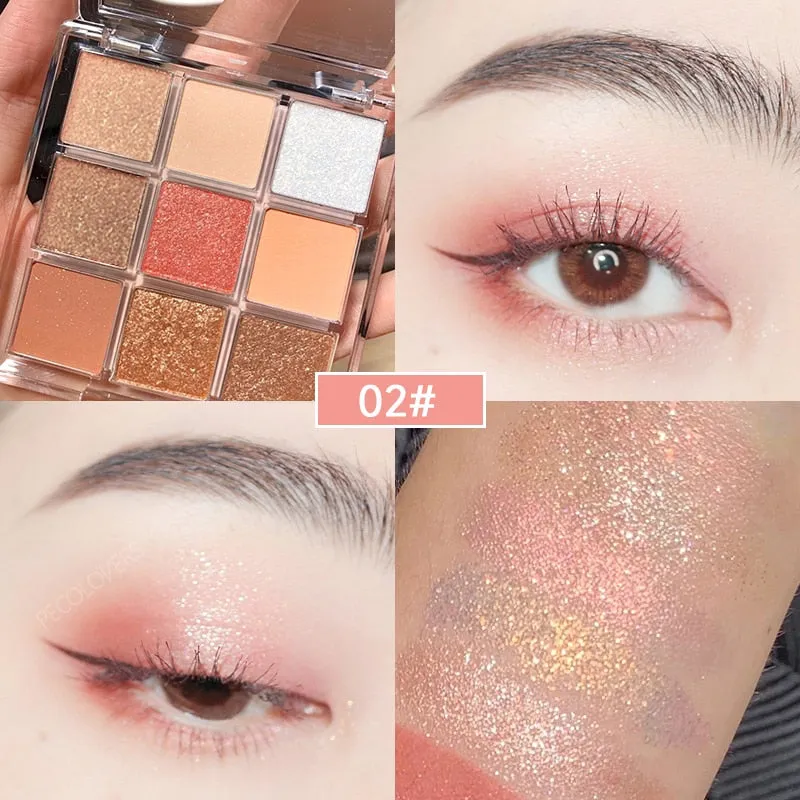 Flytonn 9 Color Make Up Palette Matte Shimmer Glitter Eye Shadow Beauty Cosmetics Tools Eyeshadow Palette Matte Earth Eye Shadow