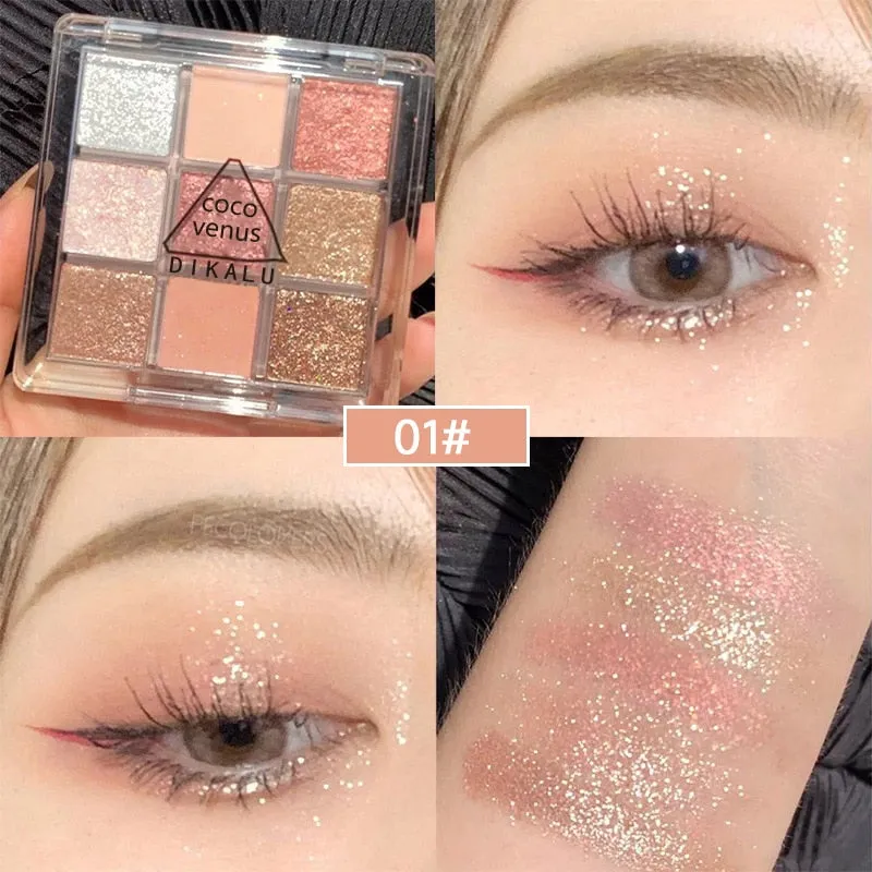 Flytonn 9 Color Make Up Palette Matte Shimmer Glitter Eye Shadow Beauty Cosmetics Tools Eyeshadow Palette Matte Earth Eye Shadow