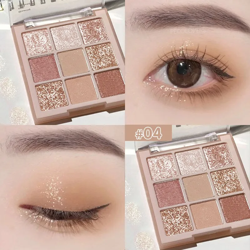 Flytonn 9 Colors Sakura Christmas Palette Shimmer Shine Eyeshadow Palette Matte Glitter Eyeshadow Palette Shiny Eye Pigments Eye Shadow