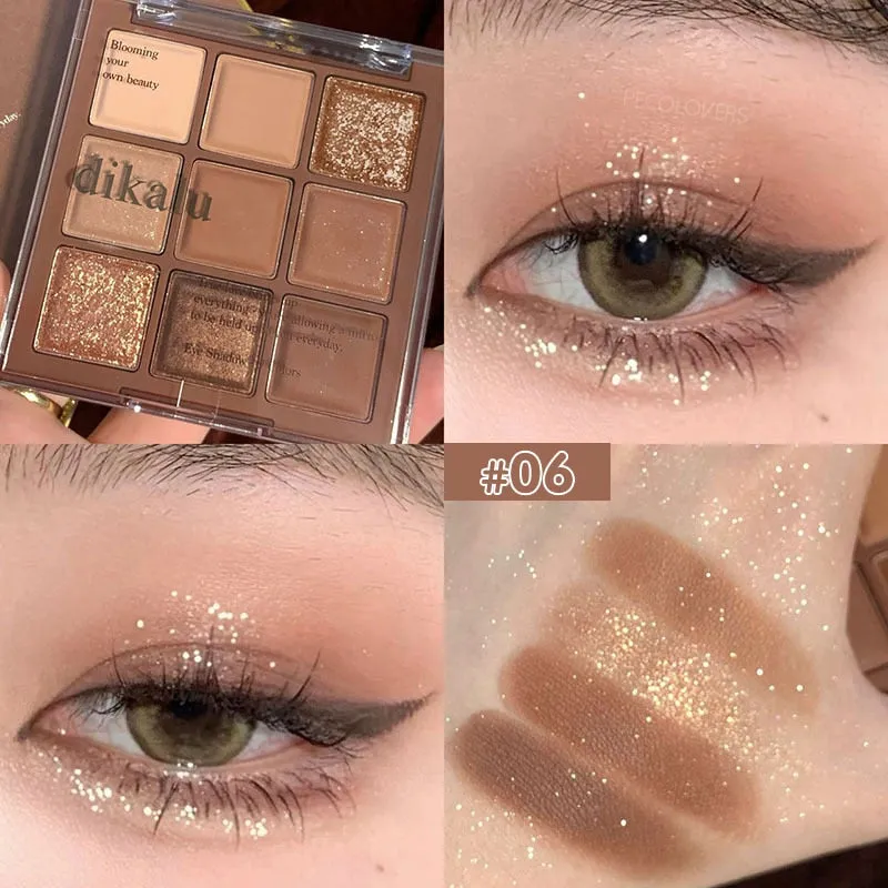 Flytonn 9 Colors Sakura Christmas Palette Shimmer Shine Eyeshadow Palette Matte Glitter Eyeshadow Palette Shiny Eye Pigments Eye Shadow