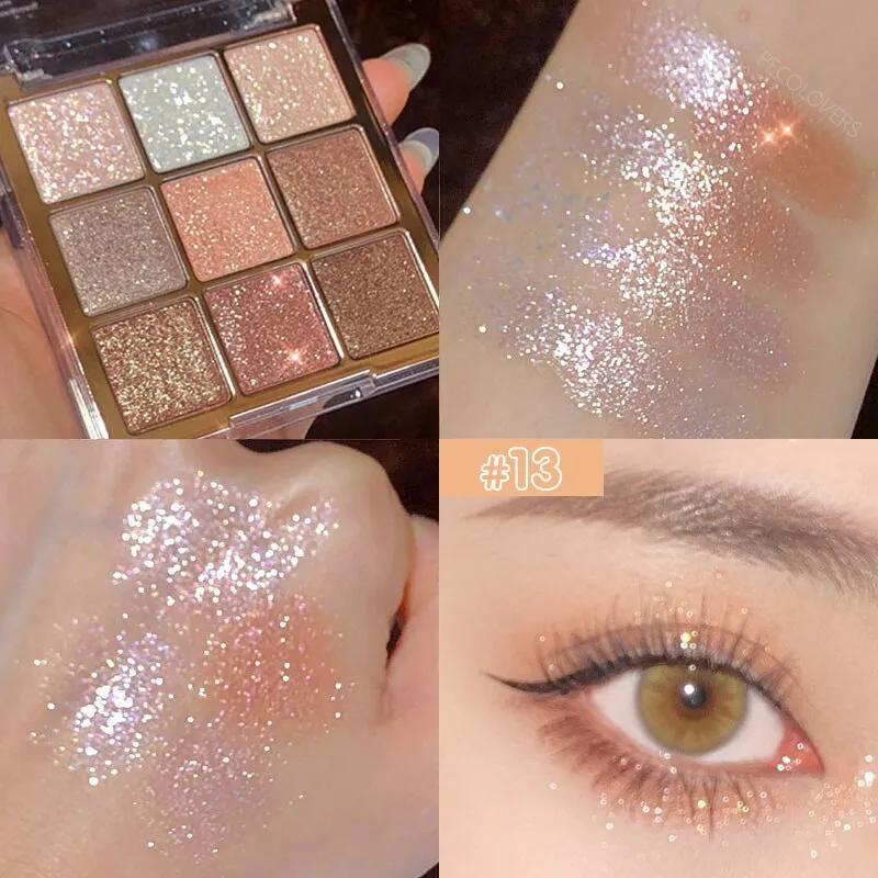 Flytonn 9 Colors Sakura Christmas Palette Shimmer Shine Eyeshadow Palette Matte Glitter Eyeshadow Palette Shiny Eye Pigments Eye Shadow