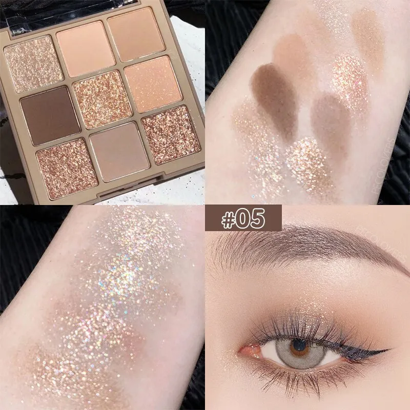 Flytonn 9 Colors Sakura Christmas Palette Shimmer Shine Eyeshadow Palette Matte Glitter Eyeshadow Palette Shiny Eye Pigments Eye Shadow