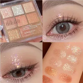 Flytonn 9 Colors Sakura Christmas Palette Shimmer Shine Eyeshadow Palette Matte Glitter Eyeshadow Palette Shiny Eye Pigments Eye Shadow