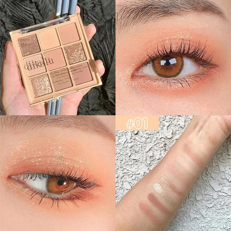 Flytonn 9 Colors Sakura Christmas Palette Shimmer Shine Eyeshadow Palette Matte Glitter Eyeshadow Palette Shiny Eye Pigments Eye Shadow