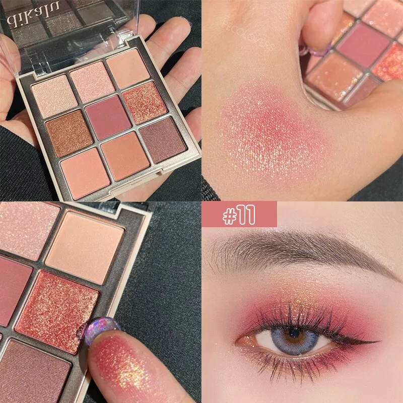 Flytonn 9 Colors Sakura Christmas Palette Shimmer Shine Eyeshadow Palette Matte Glitter Eyeshadow Palette Shiny Eye Pigments Eye Shadow