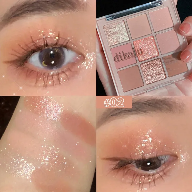Flytonn 9 Colors Sakura Christmas Palette Shimmer Shine Eyeshadow Palette Matte Glitter Eyeshadow Palette Shiny Eye Pigments Eye Shadow