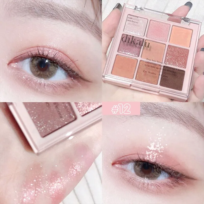 Flytonn 9 Colors Sakura Christmas Palette Shimmer Shine Eyeshadow Palette Matte Glitter Eyeshadow Palette Shiny Eye Pigments Eye Shadow