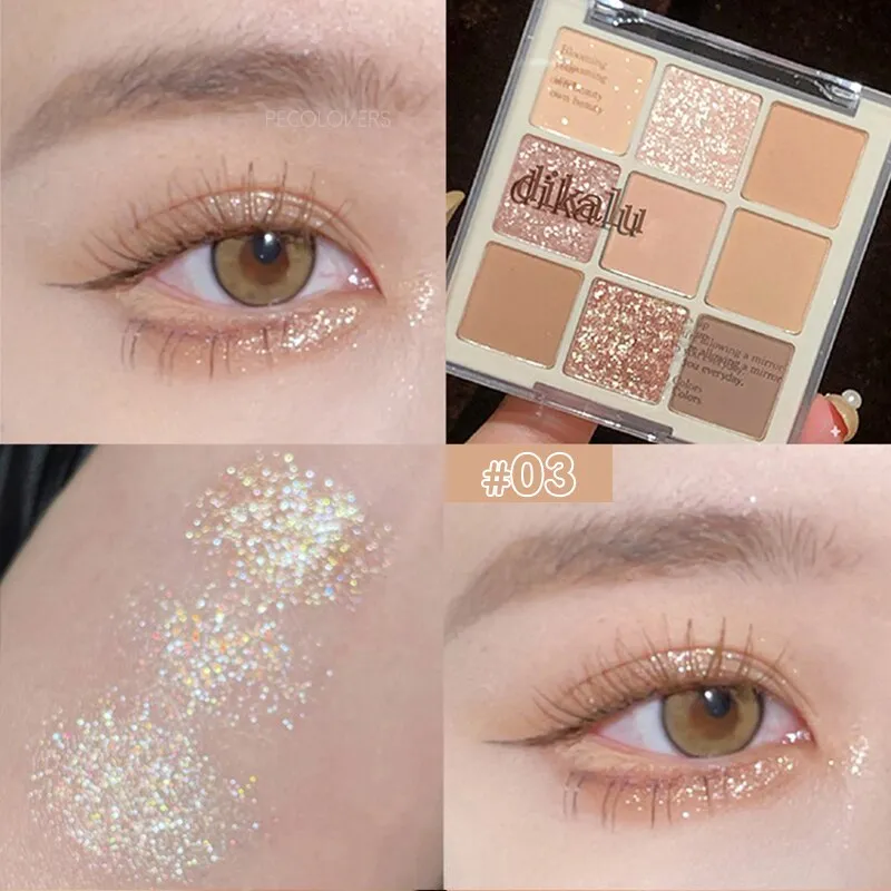 Flytonn 9 Colors Sakura Christmas Palette Shimmer Shine Eyeshadow Palette Matte Glitter Eyeshadow Palette Shiny Eye Pigments Eye Shadow