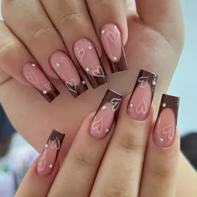 Flytonn-Fall Nails DIY 24Pcs Medium Long Acrylic Fake Nails Art Cool Spice Girls Wearing False Nails Set Press on Nail Tips Removable French Nails Fake