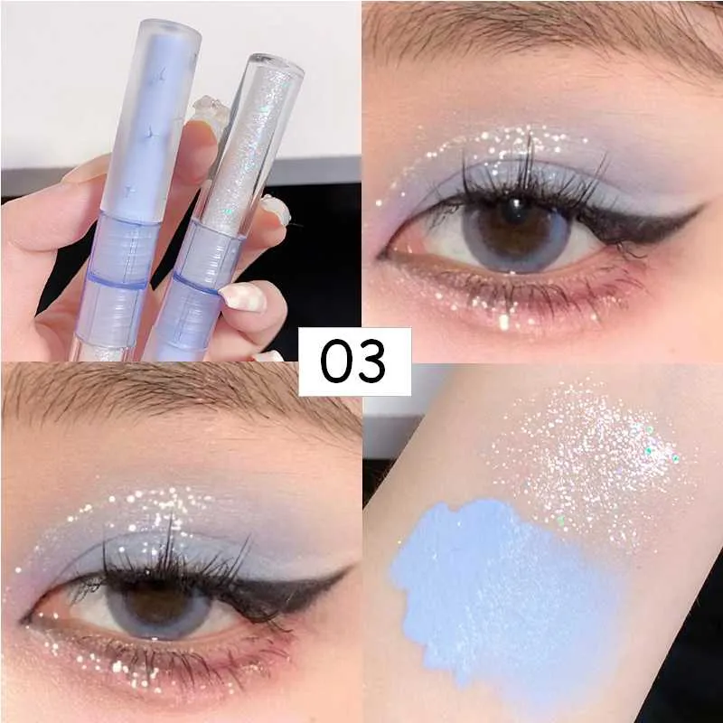 Flytonn Gemini Series Shimmer Liquid Eyeshadow Glitter Diamond Eye Shadow Shiny Eyes Double Head Comestic Tools  Korean Makeup Wholesale