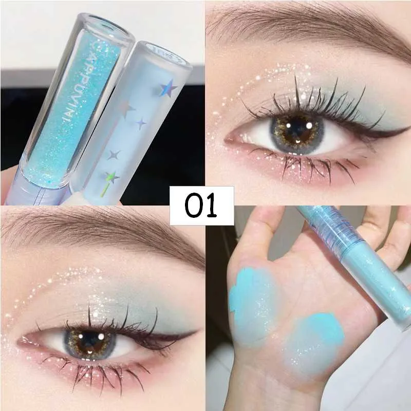 Flytonn Gemini Series Shimmer Liquid Eyeshadow Glitter Diamond Eye Shadow Shiny Eyes Double Head Comestic Tools  Korean Makeup Wholesale