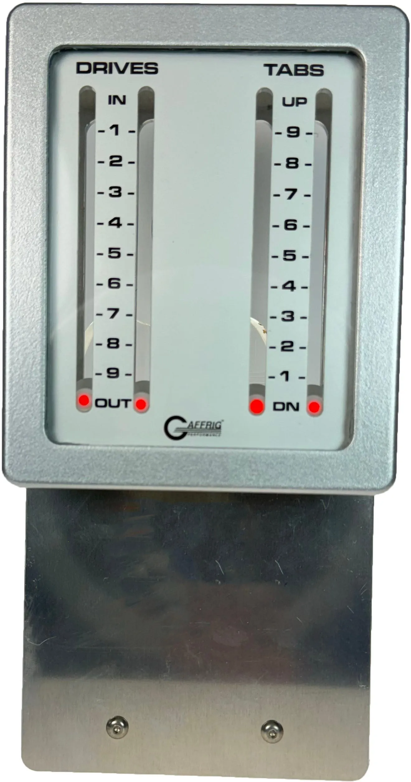GAFFRIG PART #205 MECHANICAL INDICATOR, 2 DRIVES/2 TABS, MERCURY- CARD - WHITE DIAL