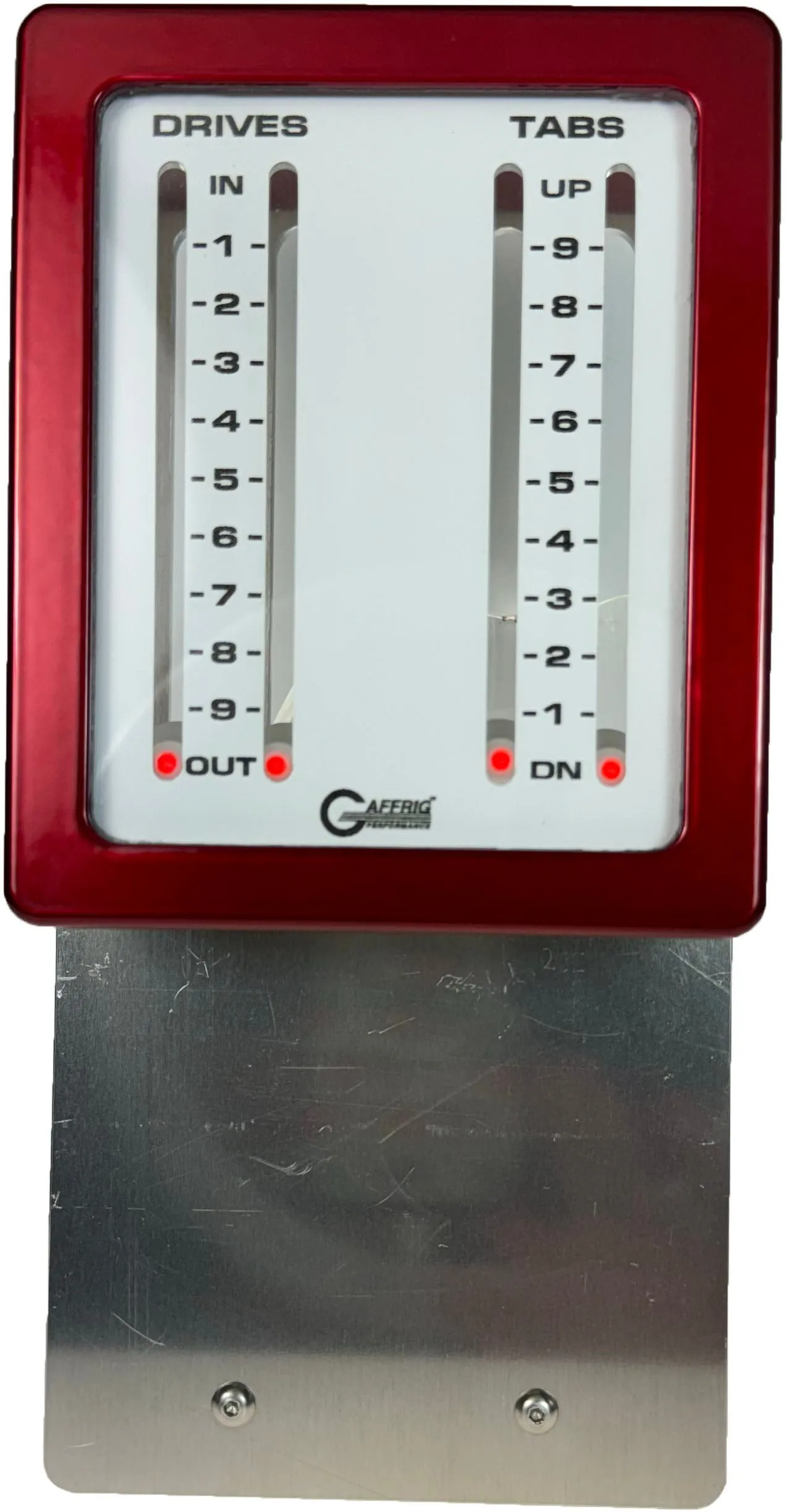 GAFFRIG PART #205 MECHANICAL INDICATOR, 2 DRIVES/2 TABS, MERCURY- CARD - WHITE DIAL