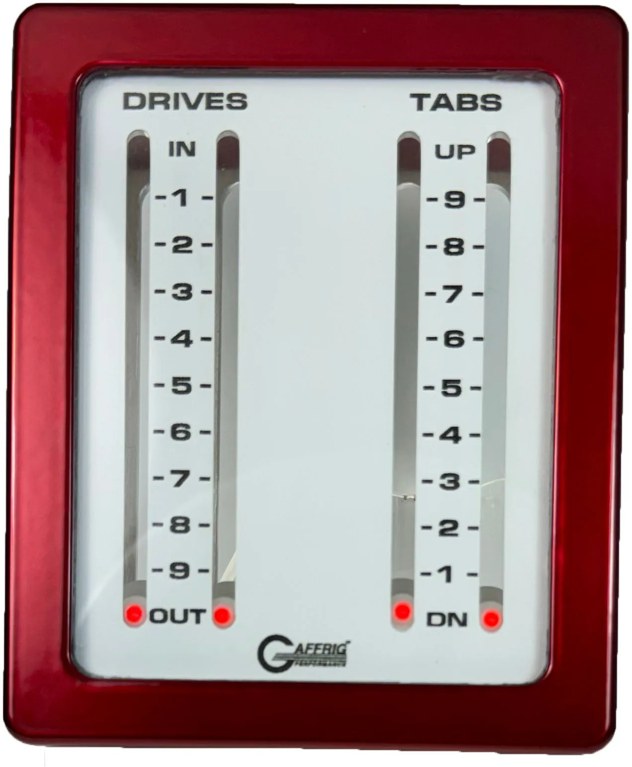 GAFFRIG PART #205 MECHANICAL INDICATOR, 2 DRIVES/2 TABS, MERCURY- CARD - WHITE DIAL