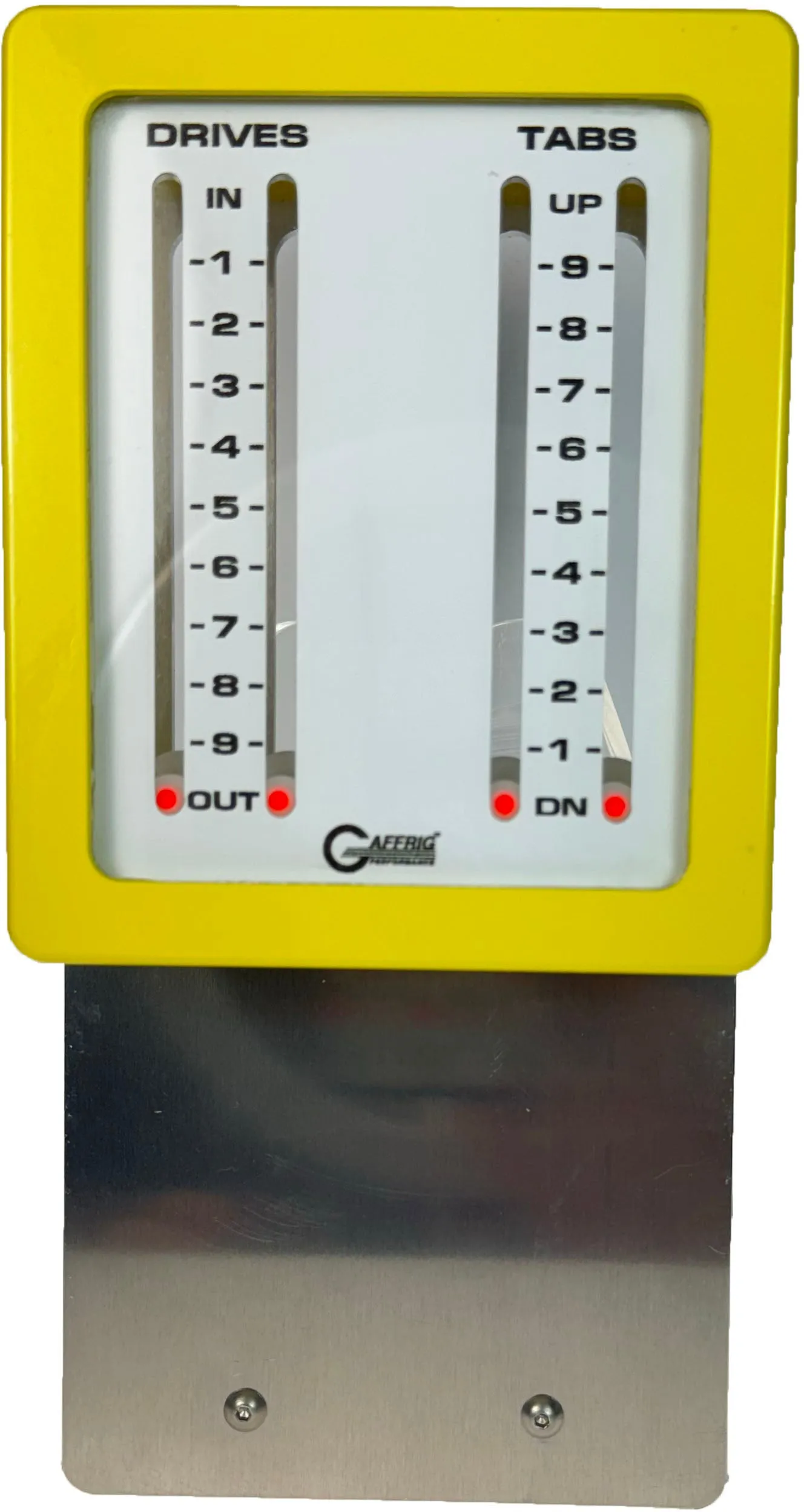 GAFFRIG PART #205 MECHANICAL INDICATOR, 2 DRIVES/2 TABS, MERCURY- CARD - WHITE DIAL