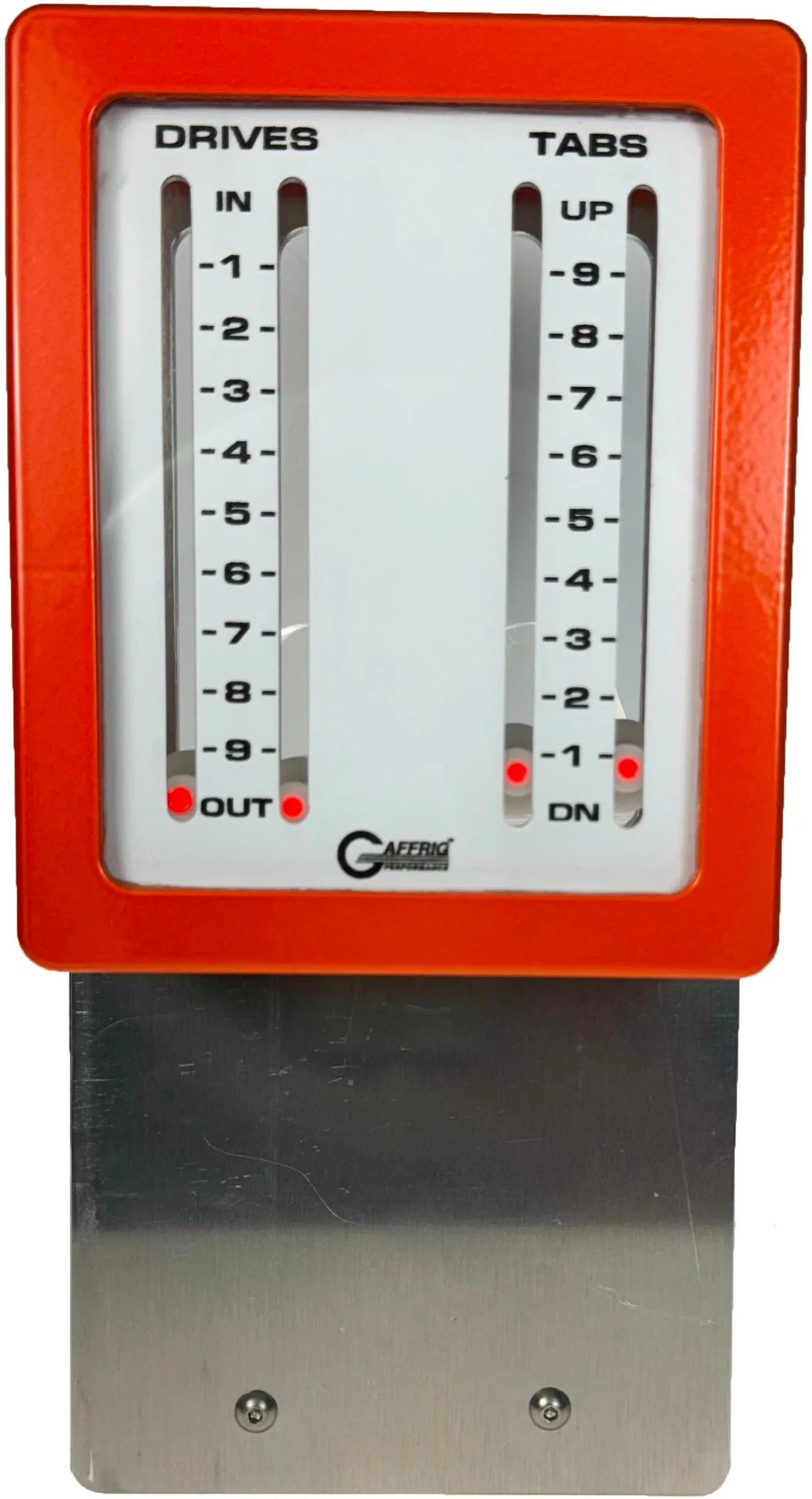 GAFFRIG PART #205 MECHANICAL INDICATOR, 2 DRIVES/2 TABS, MERCURY- CARD - WHITE DIAL