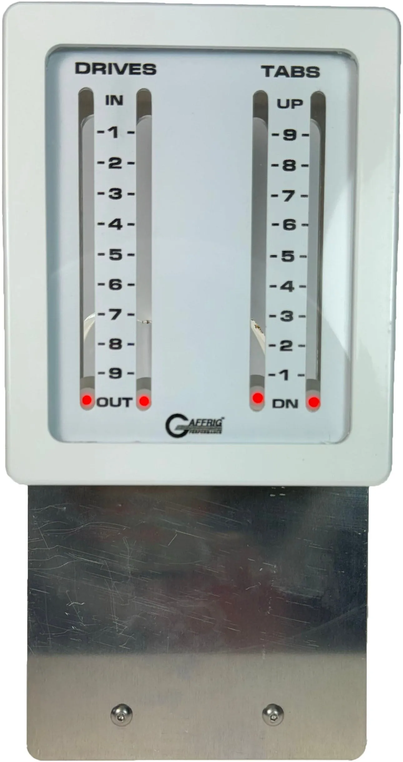 GAFFRIG PART #205 MECHANICAL INDICATOR, 2 DRIVES/2 TABS, MERCURY- CARD - WHITE DIAL
