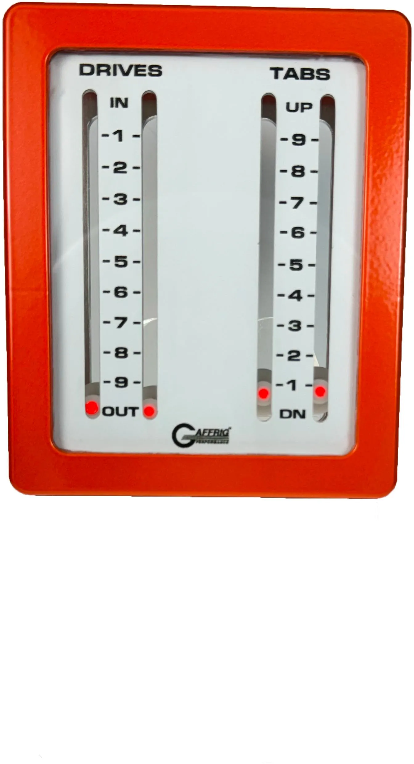GAFFRIG PART #205 MECHANICAL INDICATOR, 2 DRIVES/2 TABS, MERCURY- CARD - WHITE DIAL