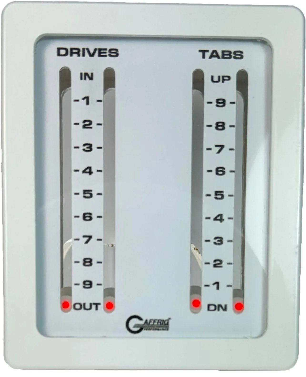 GAFFRIG PART #205 MECHANICAL INDICATOR, 2 DRIVES/2 TABS, MERCURY- CARD - WHITE DIAL