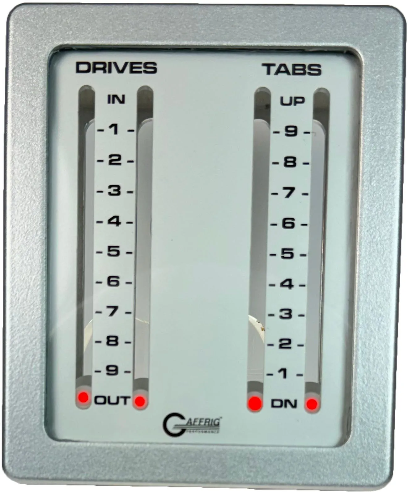 GAFFRIG PART #205 MECHANICAL INDICATOR, 2 DRIVES/2 TABS, MERCURY- CARD - WHITE DIAL