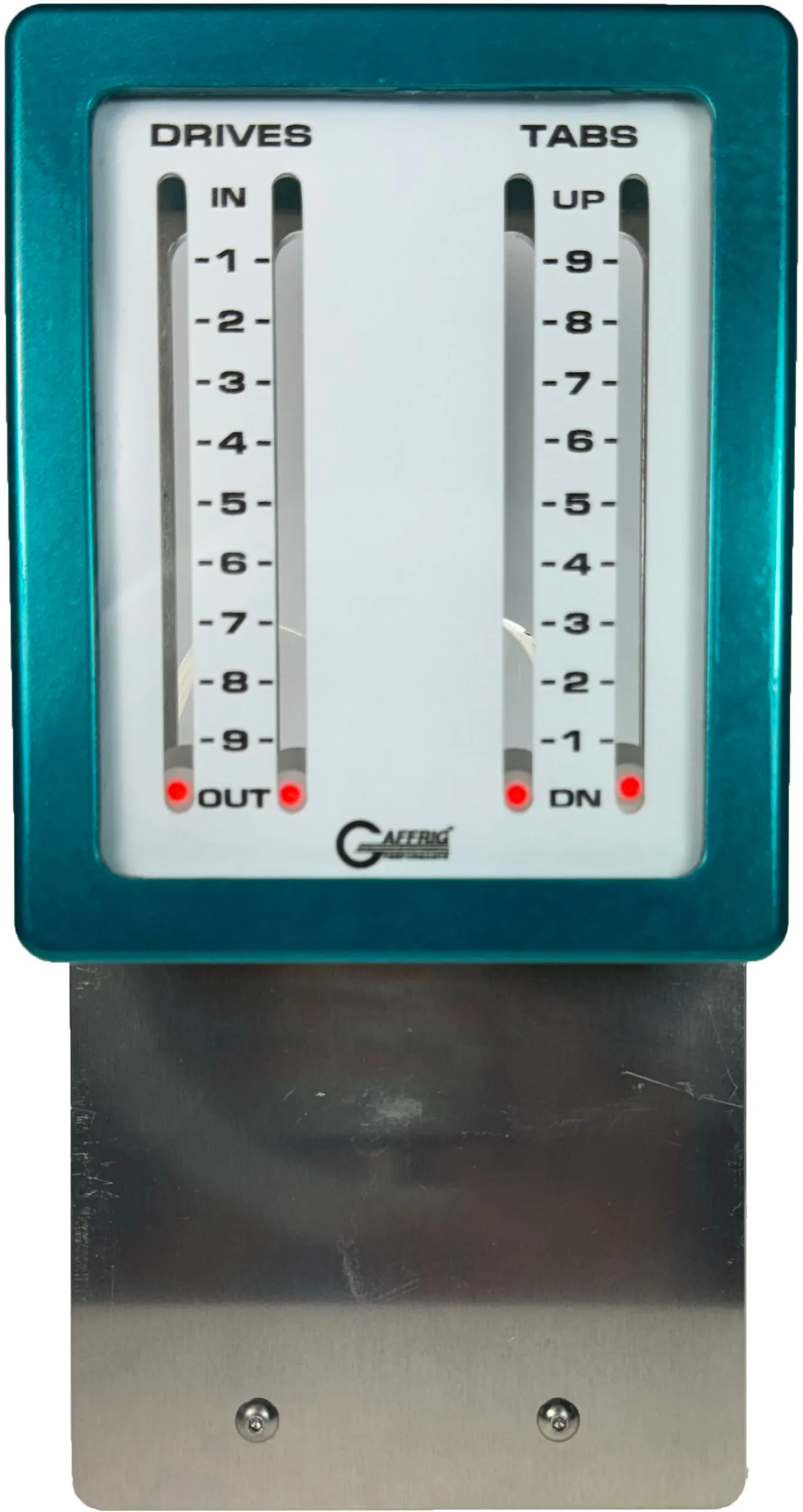 GAFFRIG PART #205 MECHANICAL INDICATOR, 2 DRIVES/2 TABS, MERCURY- CARD - WHITE DIAL