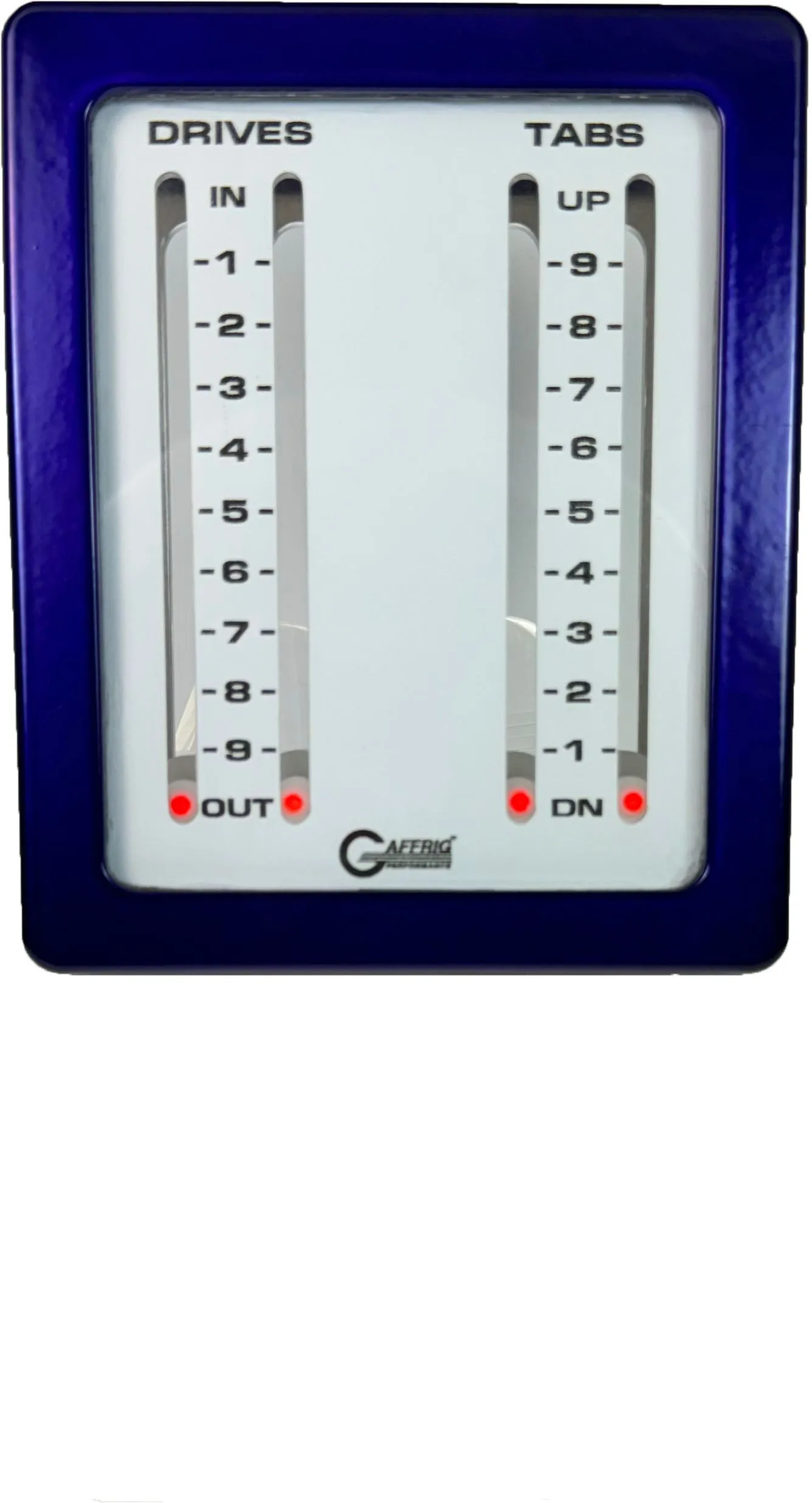 GAFFRIG PART #205 MECHANICAL INDICATOR, 2 DRIVES/2 TABS, MERCURY- CARD - WHITE DIAL