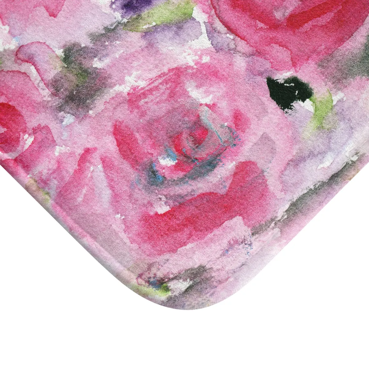 Garden Pink Floral Rose Flower Print Microfiber Soft Designer Bath Mat - Printed in USA