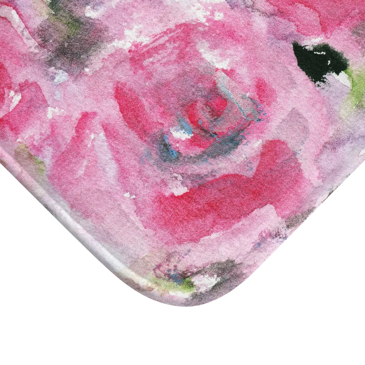 Garden Pink Floral Rose Flower Print Microfiber Soft Designer Bath Mat - Printed in USA