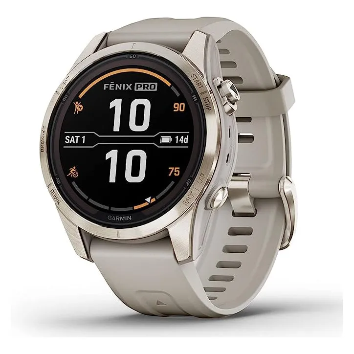 Garmin fēnix 7S Pro Sapphire Solar Built-in Flashlight Solar Charging Capability Sand Multisport GPS Smartwatch - 010-02776-14
