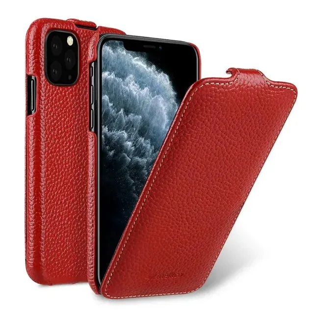 Genuine Leather Case For iPhone 16 Pro Max iPhone 15 Pro14 13 12 mini Business Luxury Real Cow Flip Phone Bag Cover