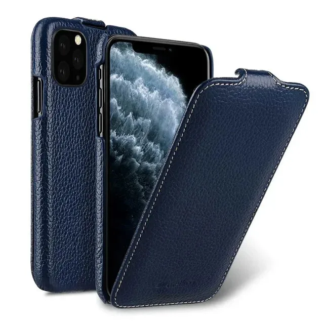 Genuine Leather Case For iPhone 16 Pro Max iPhone 15 Pro14 13 12 mini Business Luxury Real Cow Flip Phone Bag Cover