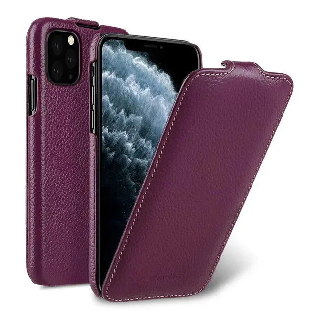 Genuine Leather Case For iPhone 16 Pro Max iPhone 15 Pro14 13 12 mini Business Luxury Real Cow Flip Phone Bag Cover