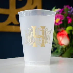 Gold Monogram Shatterproof Wedding Cups, Elegant Monogram, Wedding Logo, Party Favors, Custom Wine Cups, Cocktail Party Cups, Cocktail Hour