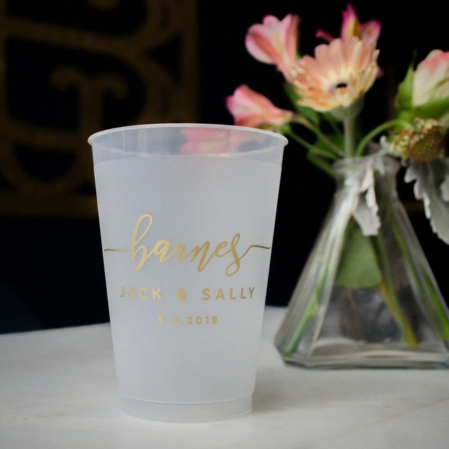 Gold Monogram Shatterproof Wedding Cups, Elegant Monogram, Wedding Logo, Party Favors, Custom Wine Cups, Cocktail Party Cups, Cocktail Hour