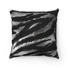 Gray Tiger Stripe Print Pillow, Animal Print Square Pillow 14"/16"/18"/20"- Made in USA/EU