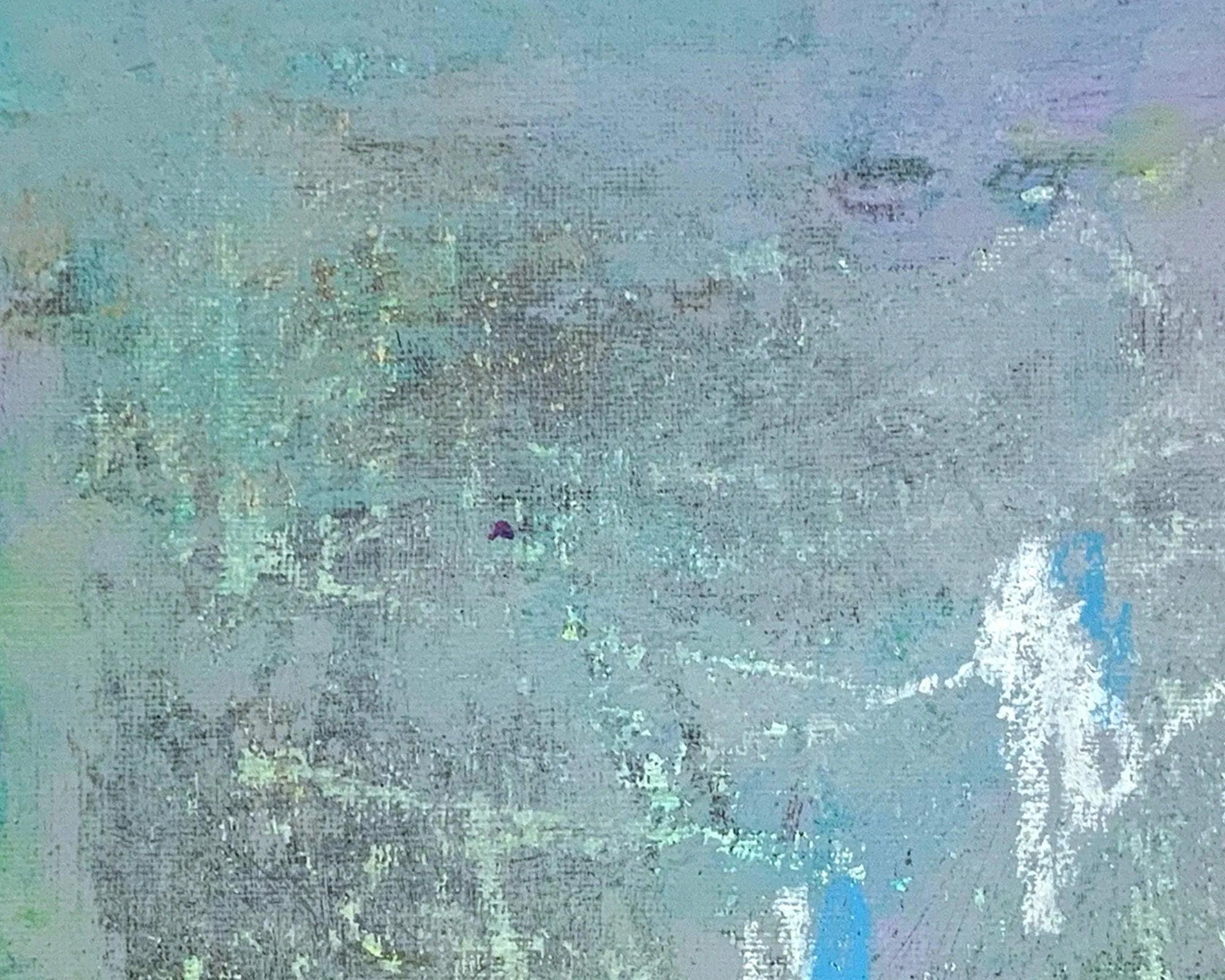 Green and teal small Abstract art modern home decor on cardboard painting 10x10 by Camilo Mattis